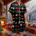thumbnail image 2 of XDZJLR Mens Christmas Pajamas Themed Print Short Sleeve Shorts Button Down Pajama Cozy Holiday Pjs Sleepwear Green M, 2 of 4