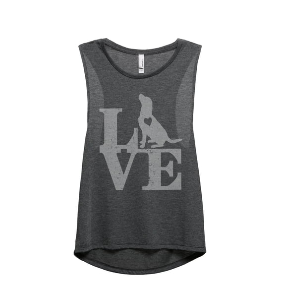 LOVE Golden Retriever Dog Women's Fashion Sleeveless Muscle Workout Yoga Tank Top Charcoal Grey Small