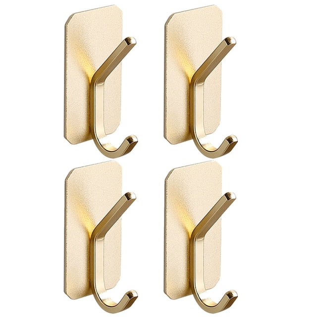 Ganchos adhesivos para toallas para colgar – Ganchos de pared impermeables de aluminio negro mate con cintas adhesivas fuertes – Ganchos para baño, dormitorio, cocina – Paquete de 4