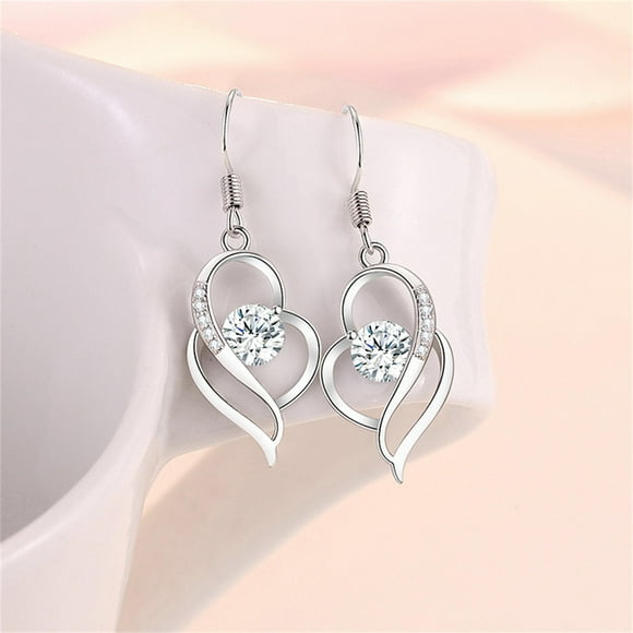 Sterling Silver Hoops Earrings Large Silver Hoop Earrings for Women Eternal Heart Ladies Temperament Long Fashion Heart Earrings Earrings Cuff Hypoallergenic Jewelry Gifts Deals of the Day