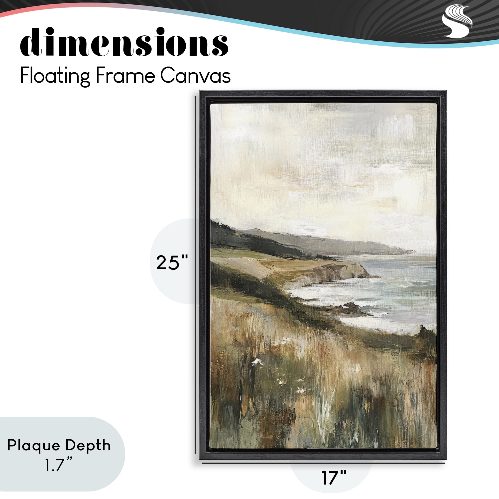 Stupell Industries Northern Coast Cliffside Black Framed Floater Canvas Wall Art, design by Petal Prints Design