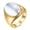 Gold White, variant on Stainless Steel Cat Eye Ring for Women Minimalist Vintage Gemstone Band Retro Chatoyant Stone Jewelry Gold White Size 10