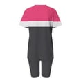 thumbnail image 3 of GERsome Womens 2 Piece Outfits Sweatsuits Summer Short Sleeve Loungewear Tracksuit Color Block V Neck Lounge Shorts Sets S-3XL, 3 of 5
