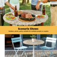 thumbnail image 6 of Elastic Fitted Round Tablecloth, Japanese Waterproof Stretch Table Cover for 55"-60" Tables, Beige Farmhouse Retro Floral Leaf Pattern Washable Outdoor Tablecloths for Patio, Picnic, Camping, 6 of 9