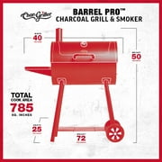 Char-Griller® Charcoal Grill, 785 Square Inch Barrel Pro™ Charcoal Barrel Grill, Black