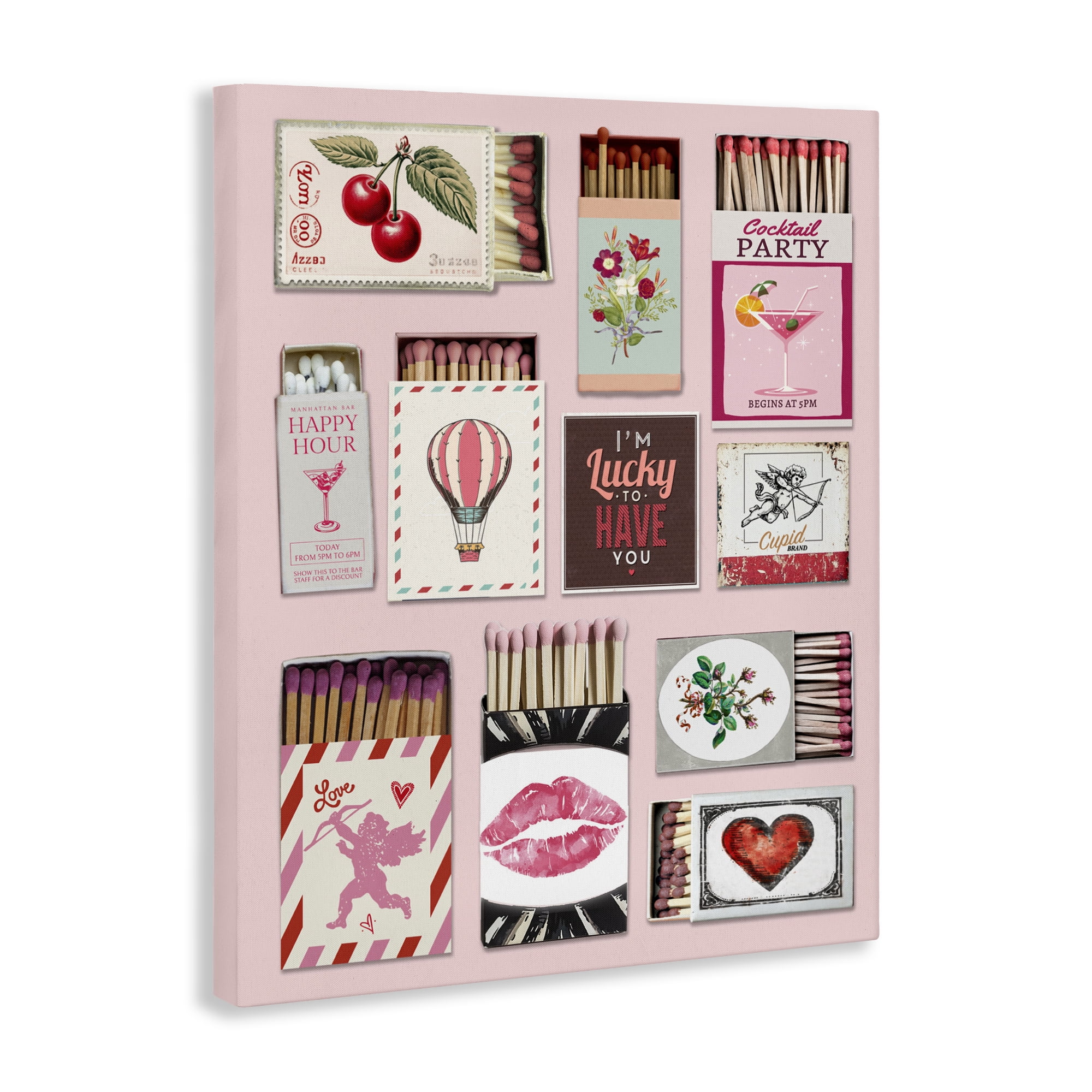 Stupell Industries Vintage Romantic Matchbox Collection Canvas Wall Art, design by CAD Designs