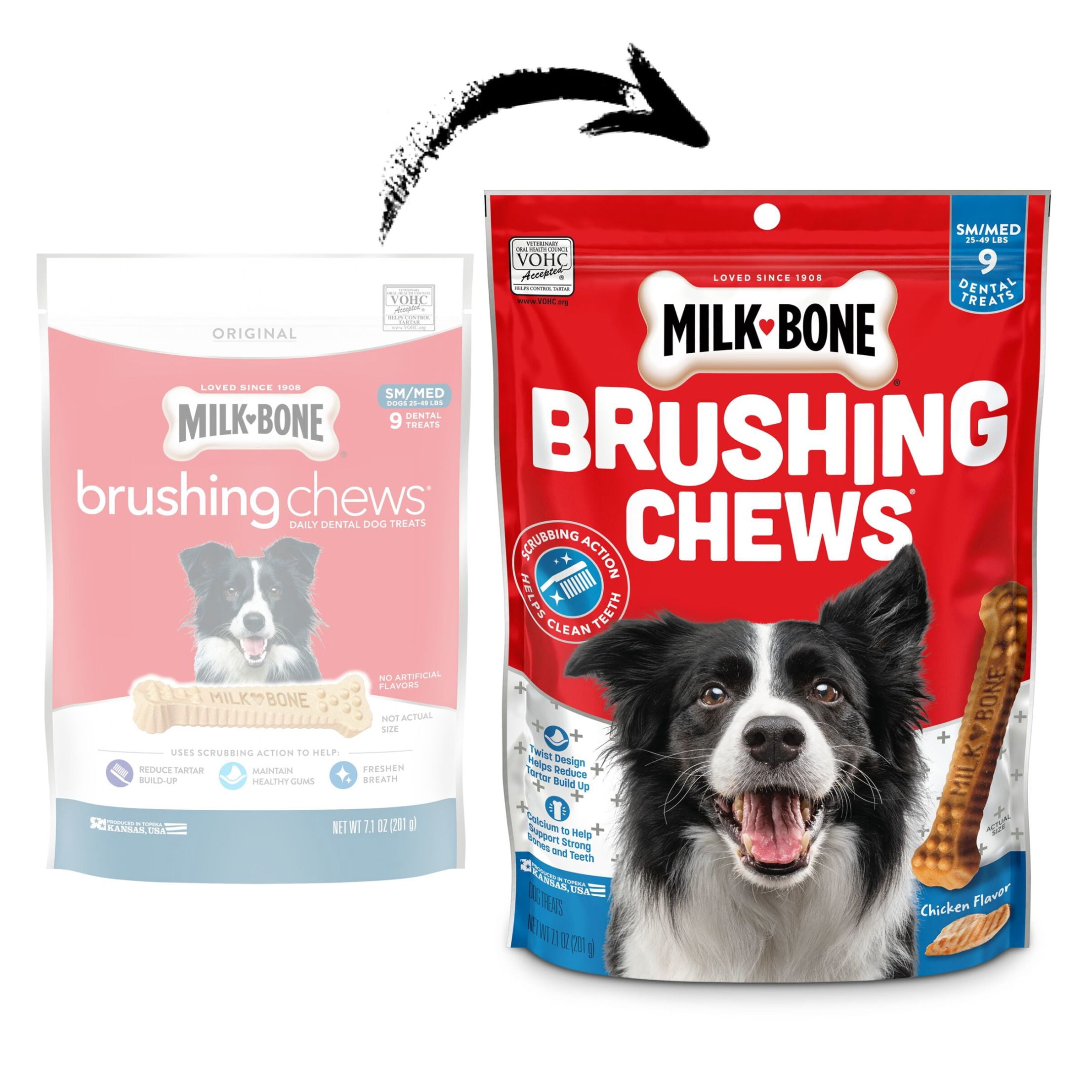 (24 pack) Milk Bone Brushing Chews Original Chicken Flavor Daily Dental Dog Treats, Small/Medium, 7.1 Ounce Bag