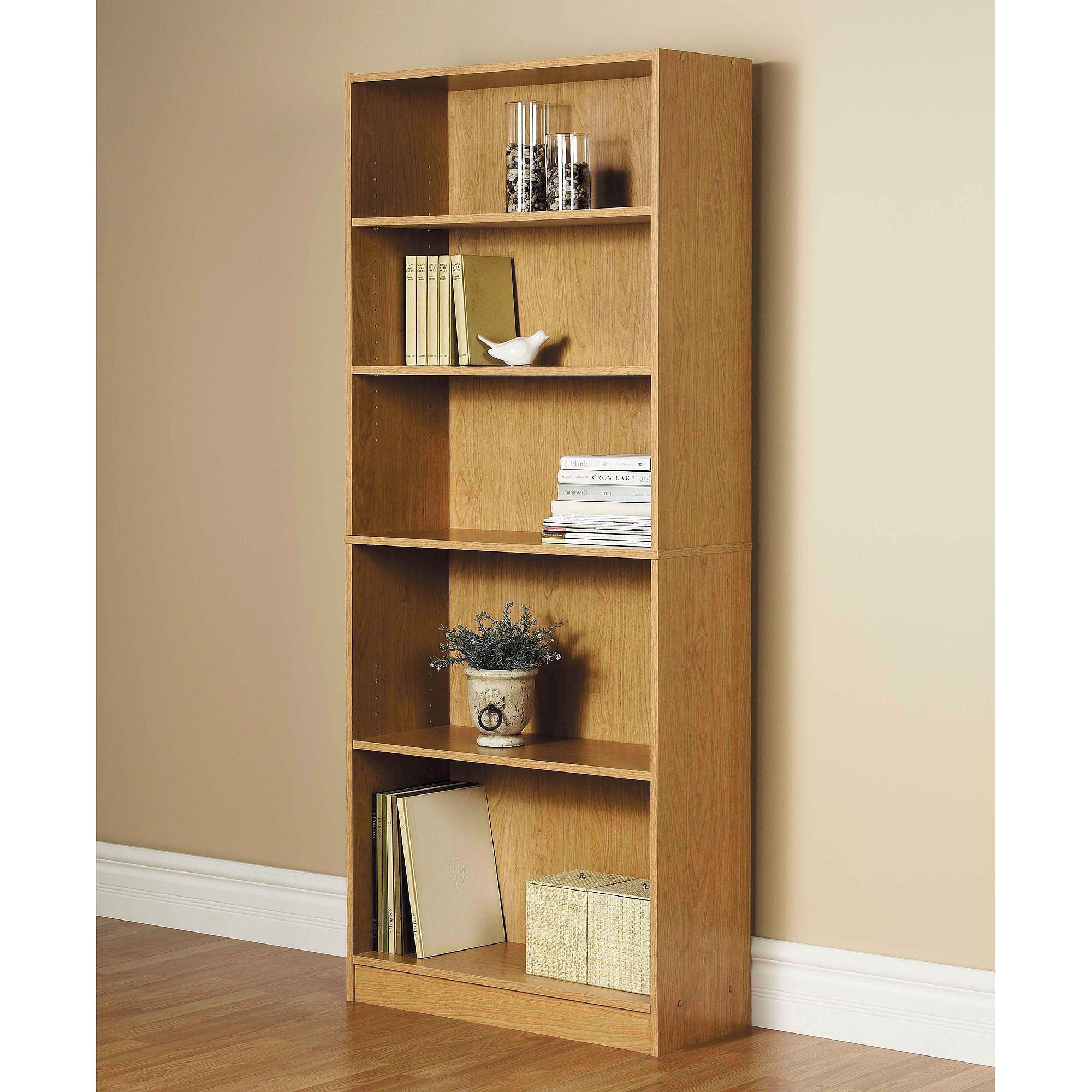 Orion 72 5 Shelf Wide Bookcase Oak Walmart Com Walmart Com