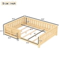 thumbnail image 3 of Queen Size Platform Bed with Built-in Bookshelf, Wooden Queen Floor Bed with Guardrail, Low-Profile Bed Queen, Light Natural, 3 of 11