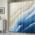 thumbnail image 5 of Navy Blue Beige Beach Shower Curtain, Abstract Gradient Sandy Beach Ocean Waves Waterproof Shower Curtain Set with 12 Hooks Lightweight Bath Curtains Fabric Bathroom Decor 72x72 Inches, 5 of 9