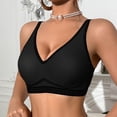thumbnail image 3 of HNMKIU Wireless Bras for Women Flocked Soft Silicone Strip Seamless Comfort Design Support Breathable T-Shirt Underwear Plus Size Bras Black,XXL, 3 of 6