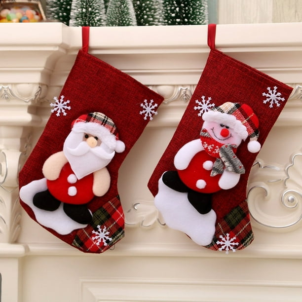 Christmas Stocking Gift Santa Claus Snowman Toy Stockings Hanging Socks Xmas Tree Decor Walmart Com Walmart Com
