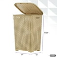 thumbnail image 2 of Superio Laundry Hamper and Laundry Basket Set - Plastic Hamper with Cut-Out Handles and Lid, Dirty Clothes Basket for Laundry, Bathroom, Bedroom, Dorm Room (2 Pack, Beige), 2 of 5