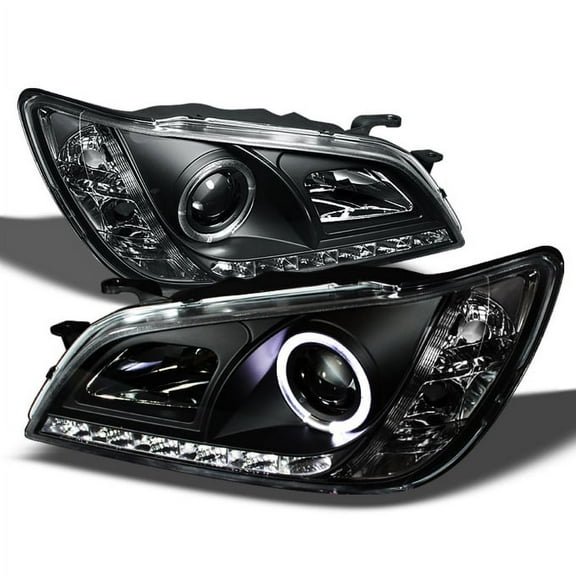 AKKON - For 01-05 Lexus Altzza IS300 Black Bezel Projector DRL Daylight LED Strip Headlights Replacement Pair