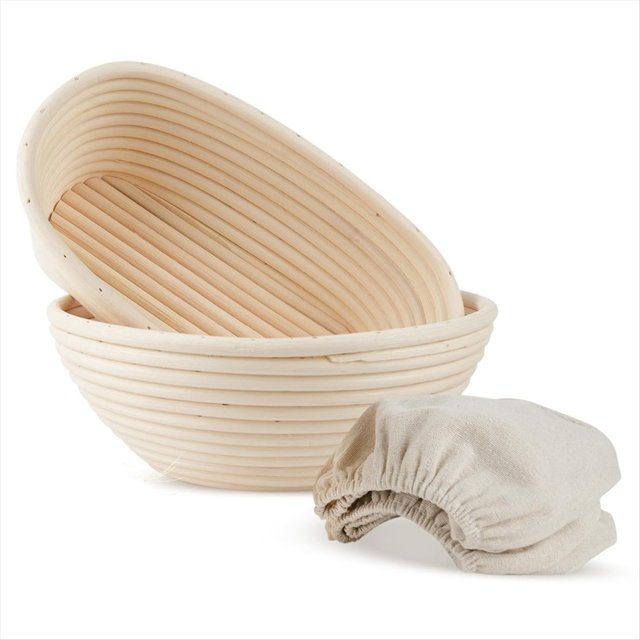 Cesta para Fermentación de Pan Banneton: Cesta Ovalada de 25 cm y Redonda de 23 cm, Ideal para Panes de Masa Madre Artesanales y Cuenco para Obtener Panes Perfectos.