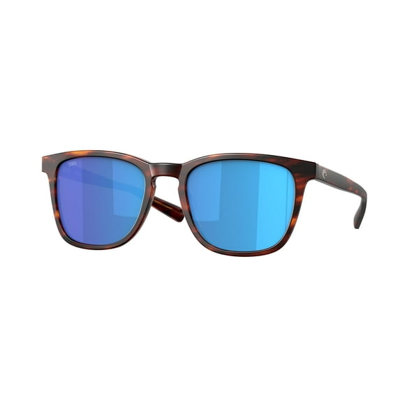 Costa Del Mar Mens Sullivan Square Sunglasses, Matte Tortoise/Blue Mirrored Polarized-580G, 52 mm