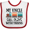 thumbnail image 3 of Inktastic My Uncle Still Plays with Trains Boys or Girls Baby Bib, 3 of 4