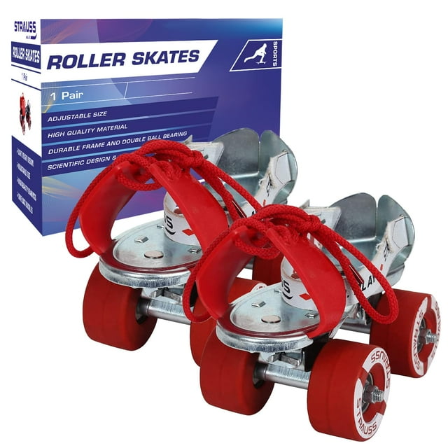 Strauss Patins à Roulettes Junior Ténacité / Pointure de Chaussure Ajustable pour Enfants / Patins à 4 Roues pour Garçons et Filles / pour Patinage Intérieur et Extérieur / Groupe d'Âge 3-7 Ans / Capacité de Charge jusqu'à 60 kg, Argent