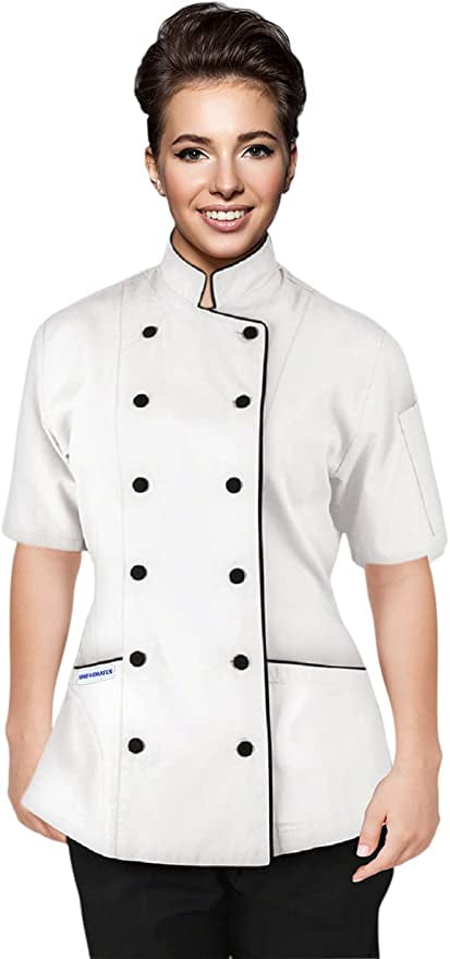 cuero su Tratar Short Sleeves Tailored Fit Chef Coat Jacket Uniform for Women for Food  Service, Caterers, Bakers and Culinary Professional (White, X-Small) -  Walmart.com