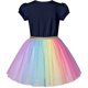 thumbnail image 3 of Vestido de Niña Azul Marino de Manga Corta Falda de Tul Arcoíris Fiesta de Cumpleaños 4 Años, 3 of 6