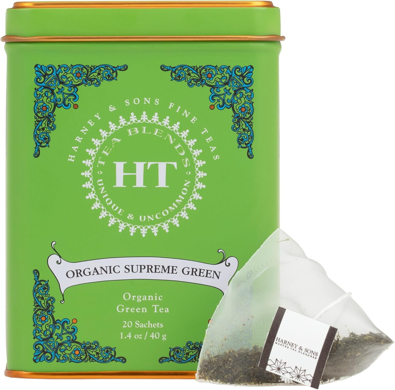 (Pack Of 4) Harney & Sons Tea Plain Green Organic 20 Count 1.4 Oz