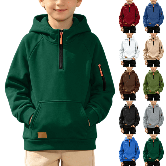 Zeijnsda Kids Boys Hoodies Fashion Sporty Long Sleeves Sweatshirts Children Youth Leisure Everyday Wear Hooded Tops for 4-15 Years