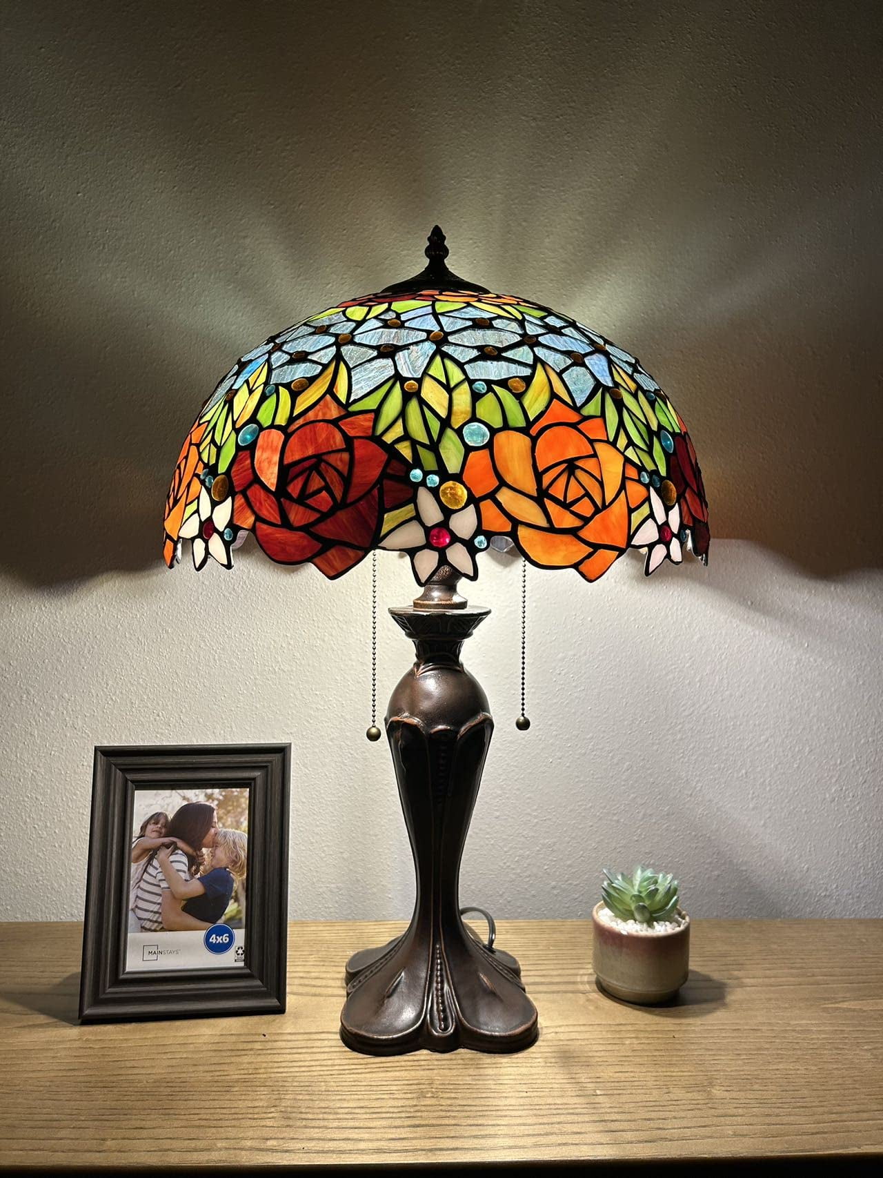 Robert Louis Tiffany Traditional Table Lamp 24.75 High Bronze Tropical Birds Stained Glass Shade for Living Room Family Bedroom Nightstand Walmart