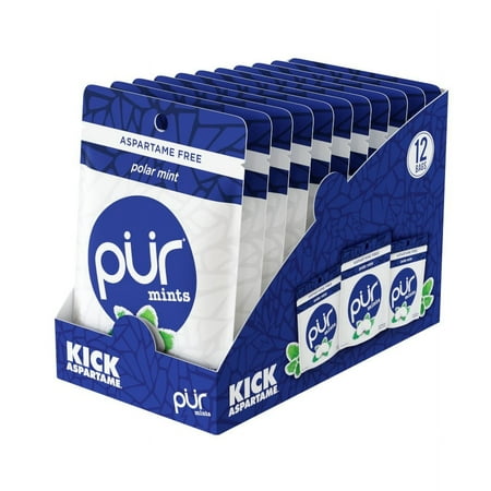 PUR Mints, Sugar Free, 100% Xylitol, Vegan, Aspartame Free, Gluten Free & Diabetic Friendly, Natural Polar Mint Flavored Mints, 20 Pieces (Pack of 12)