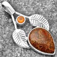thumbnail image 2 of Natural Red Moss Agate & Carnelian 925 Sterling Silver Pendant Jewelry P-1416 SDP111752, 2 of 5