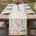 thumbnail image 4 of Happy Easter Table Runner 72 Inches, Spring Easter Bunny Eggs Floral Colorful Plaid Bed Runner Dresser Scarves Tabletop for Indoor Outdoor Parties/Ceremony/Banquet, 13" x 72", 4 of 8