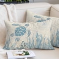 thumbnail image 2 of Blue Turtle Coastal Throw Pillow Covers, Coral Summer Beach Nautical Ocean Beige Soft Breathable Pillow Cases with Invisible Zipper, Small Pillowcases for Couch Bed Sofa Chair 16x24 Inches, 2 of 9