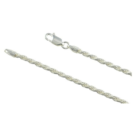 Sterling Silver Italian Diamond Rope - Sterling Silver Diamond Cut Rope 2.5mm Necklace Chain Italian Italy Solid .925 Jewelry