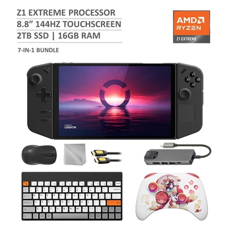 Lenovo Legion Go 2TB SSD Gaming Handheld 8.8-inch Touchscreen 144Hz 2K QHD AMD Ryzen Z1 Extreme Processor, Mytrix Touro Wireless Pro Controller, Hub, Keyboard & Mouse Combo, 7 in 1 Bundle