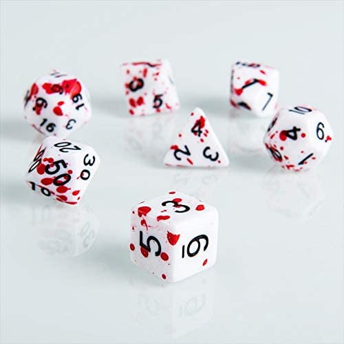 Ensemble de dés, dés de Sang avec Éclaboussures de Points Rouges Irréguliers dés de Jeu de Rôle en Polyèdre dés D20 dés pour Donjons et Dragons Ensemble de 7 (Rouge Ensemble de dés, dés de Sang avec Éclaboussures de Points Rouges Irréguliers dés de Jeu de Rôle en Polyèdre dés D20 dés pour Donjons et Dragons Ensemble de 7 (Rouge