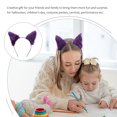 thumbnail image 4 of Diadema de peluche con orejas de dibujos animados, accesorio para el cabello para mujeres y niñas, color violeta, ideal para fiestas., 4 of 7