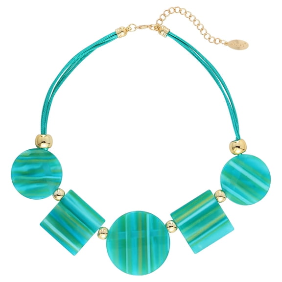 Bocar Vintage Costume Pendant Jewelry for Women Fashion Acrylic 5 Geometry Collar Necklace(NK_10675_Sea_Green)