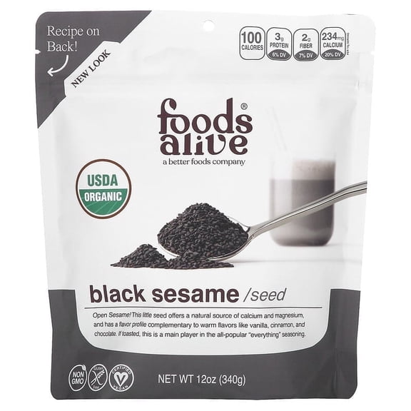 Foods Alive, Black Sesame, Seed, 12 oz Pack of 3