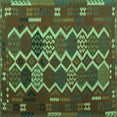 thumbnail image 1 of Ahgly Company Machine Washable Indoor Square Oriental Turquoise Blue Traditional Area Rugs, 3' Square, 1 of 4