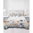 thumbnail image 3 of Blue Spring Floral Twin XL Size Down Alternative Comforter, Lightweight Comforter Quilt Bedding Set with Pillow Shams Orange Summer Botanical Watercolor All Seasons Bed Comforter Duvet Insert 68"x98", 3 of 7