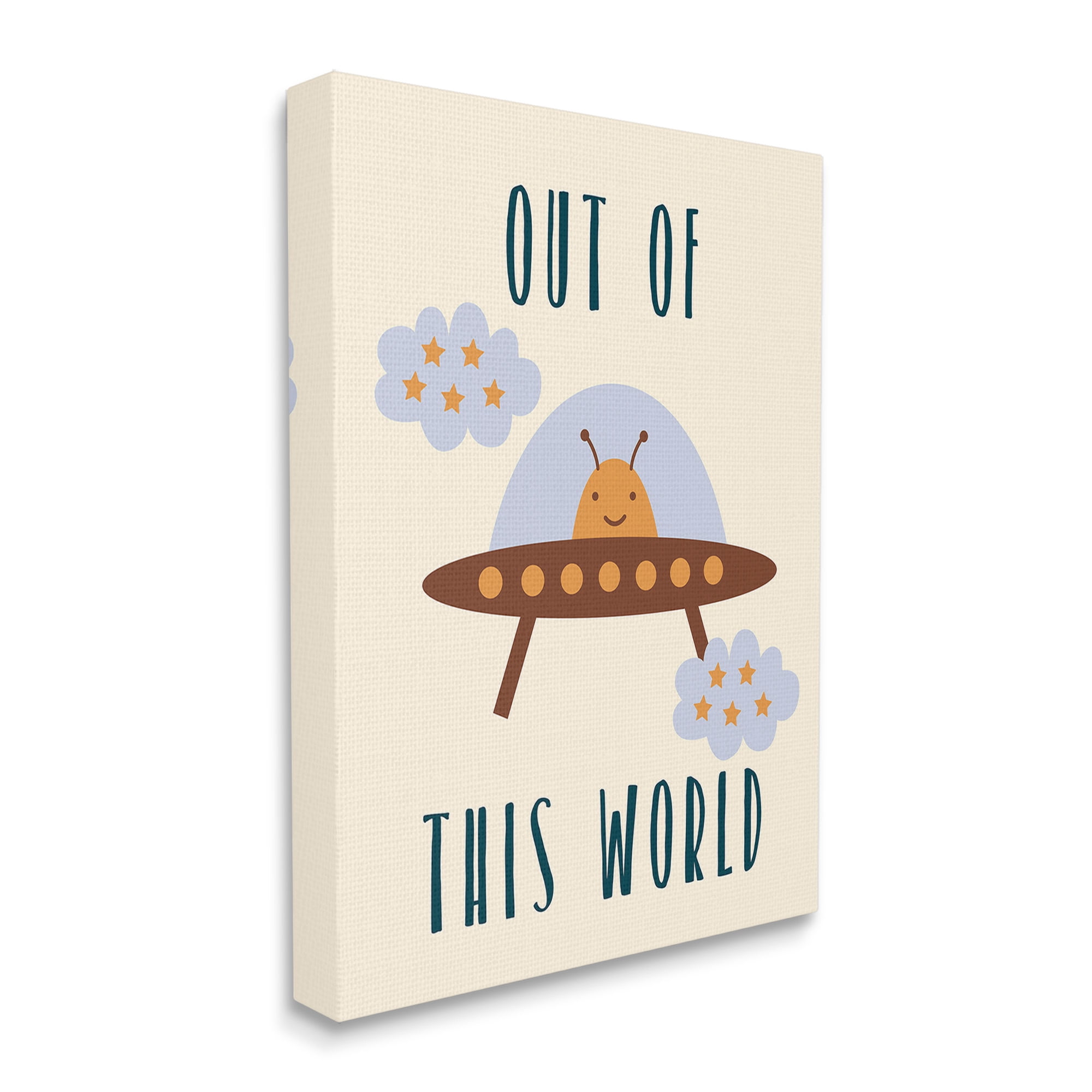 Stupell Industries Alien Spaceship Phrase Fairy Tales & Fantasy Painting Gallery Wrapped Canvas Art Print Wall Art, 16 x 20