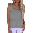 thumbnail image 1 of Top con tirantes y dobladillo con volantes para mujer, camiseta sin mangas informal de Color puro para citas diarias en verano, 1 of 7