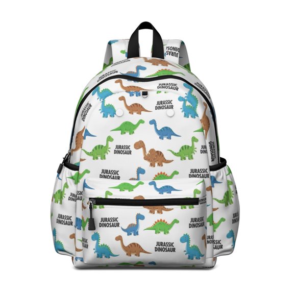 Dinosaur Pattern Cute School Backpack with Padded Back and Adjustable Shoulder Straps 13.4"x11"x4.7"
