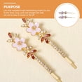 thumbnail image 4 of WRITWAA 1Pair Rhinestone Flower Hair Barrettes Purple Decorative Bobby Pins for Secure Hair Styling, 4 of 7