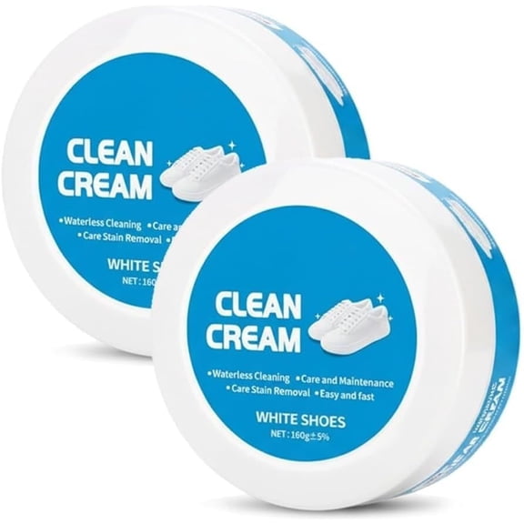 White Shoe Cleaner Cream with Sponge, Waterless Sneaker Cleaner, Deep Stain Remover Fast Stain Remover for Leather Canvas Mesh Shoes
