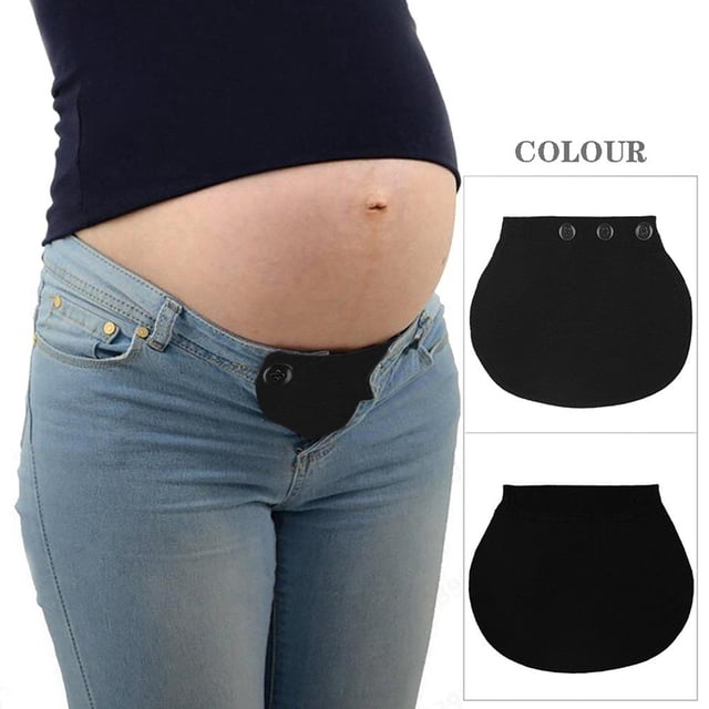 Cinturón de pretina de embarazo de maternidad botón extensor de cintura ajustable (negro)