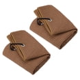 thumbnail image 1 of Unique Bargains 16'x16' Golf Towels Tri Fold Waffle Pattern Towels Soft Fiber with D Clip Brown 2 Pack, 1 of 6