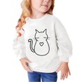 thumbnail image 1 of Sudadera Meitianfacai para niñas pequeñas y grandes, sudadera básica de forro polar con estampado de gato, linda sudadera con cuello redondo, suéteres de manga larga, suéteres, tops, ropa de otoño e, 1 of 5