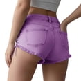 thumbnail image 5 of Oksale Low Rise Jean Shorts for Juniors Lace Up Frayed Hem Distressed Denim Shorts for Women with Pockets Y2K Fashion Clothing Jorts Purple 2XL, 5 of 6