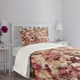 thumbnail image 3 of Ambesonne Retro Quilted Bedspread Set 2 Pcs, Cherry Blossoms Floral, Twin Size, Beige and Pink, 3 of 5
