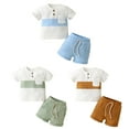 thumbnail image 5 of GYRATEDREAM Toddler Newborn Baby Boys Summer Outfit Short Sleeve Crew Neck Striped T-shirt with Elastic Waist Shorts 2Pcs, 0-6 Months, 5 of 5